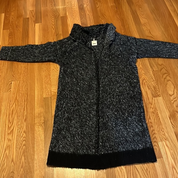 Free People Moon Beam Cardi Solid Black, Long Duster Wool Blend - Picture 8 of 16